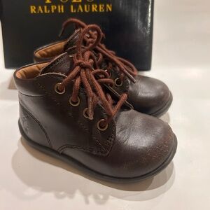 Ralph Lauren Brown Leather Baby Walker Boots